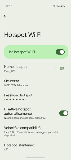 Il telefono è ora pronto per essere usato come modem