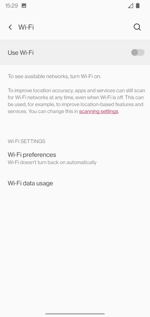 Turn on Use Wi-Fi