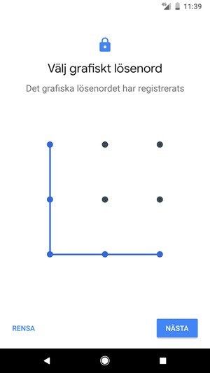 Rita ett upplåsningsmönster och välj NÄSTA