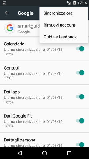 Seleziona Sincronizza ora