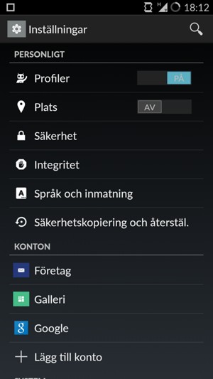 Scrolla till och välj Plats