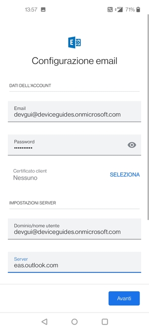 Inserisci la tua password
