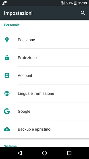 Per cambiare il PIN della scheda SIM, torna al menu Impostazioni e seleziona Protezione