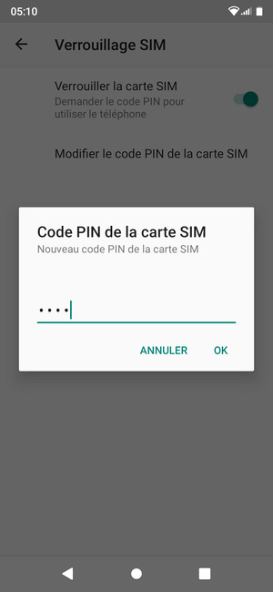 Saisissez votre Nouveau code PIN de la carte SIM et sélectionnez OK
