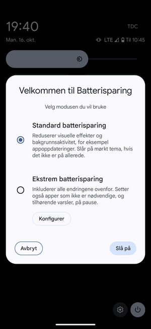 Velg Slå på