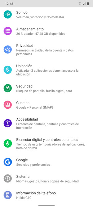 Desplácese y seleccione Cuentas