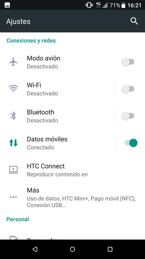 Seleccione Datos móviles