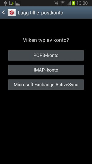 Välj Microsoft Exchange ActiveSync