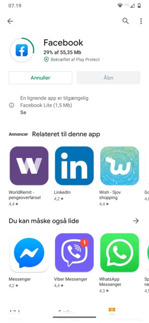 Afvent at installeringen er afsluttet