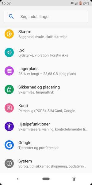Scroll til og vælg Sikkerhed og placering