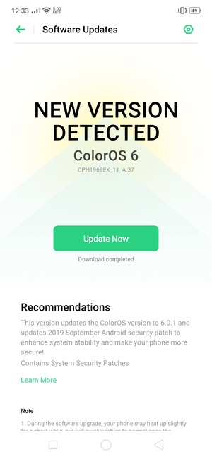 If your phone is not up to date, follow the instructions on the screen.