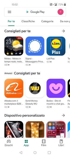 Seleziona la barra di ricerca