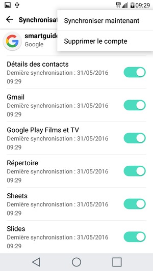 Sélectionenz Synchroniser maintenant
