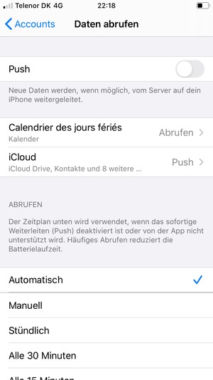 Setzen Sie Push auf Off