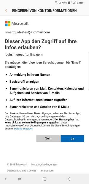 Wählen Sie Ja