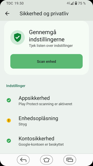 For at aktivere din skærmlås, gå til menuen Sikkerhed og privatliv og vælg Enhedsoplåsning