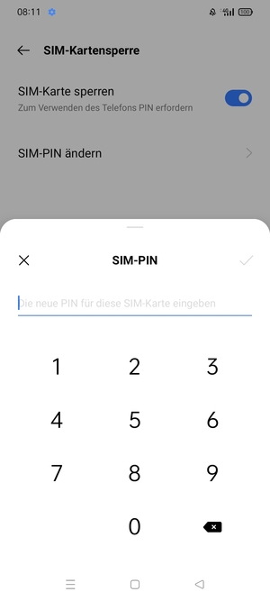 Geben Sie Ihre Neue PIN für die SIM-Karte ein und wählen Sie OK