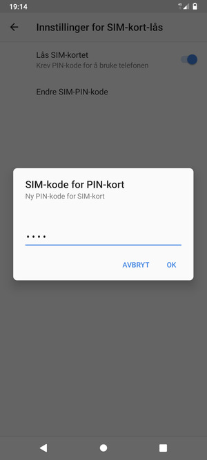 Skriv inn Ny PIN-kode for SIM-kort og velg OK