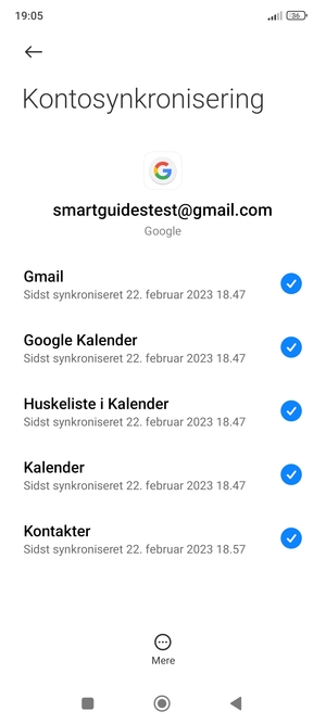 Kontroller at Kontakter er valgt