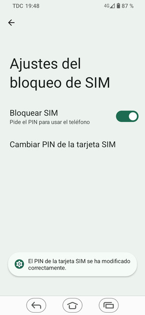 Su PIN de la tarjeta SIM ha sido cambiado