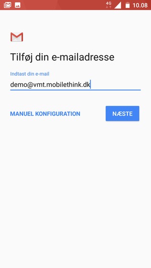 Indtast din e-mailadresse og vælg NÆSTE