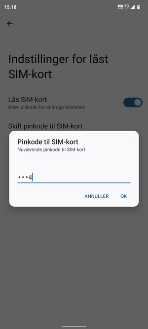 Indtast Nuværende pinkode til SIM-kort og vælg OK