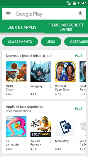 Sélectionnez la barre de Recherche