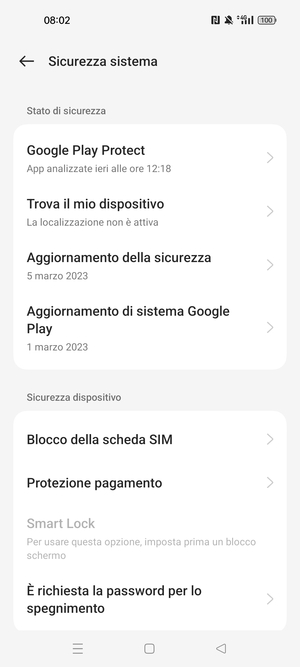 Seleziona Blocco della scheda SIM