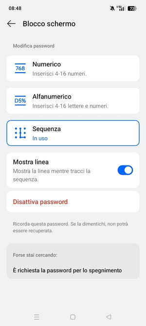 Il tuo telefono è ora protetto dal blocco schermo