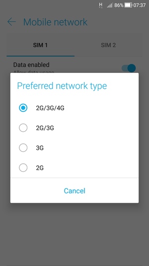 Select your preferred option