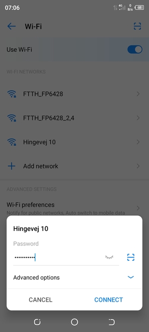 Enter the Wi-Fi password and select CONNECT