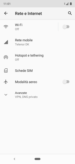 Seleziona Rete mobile