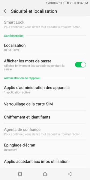 Sélectionnez Verrouillage de la carte SIM