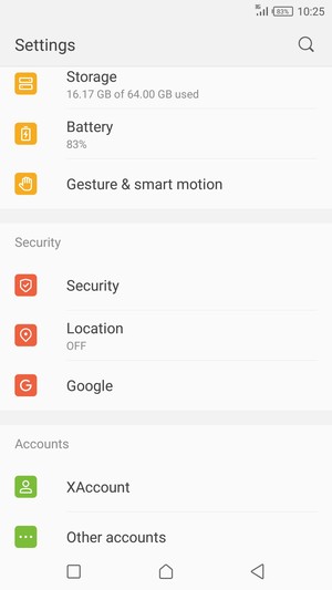 Scroll to and select Security