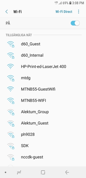 Tryck på det trådlösa nätverket som du vill ansluta till