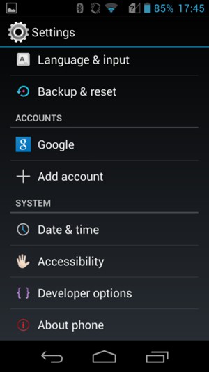 Scroll to and select About phone