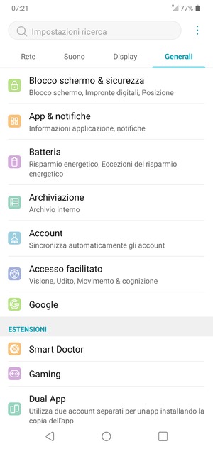 Seleziona Blocco schermo & sicurezza