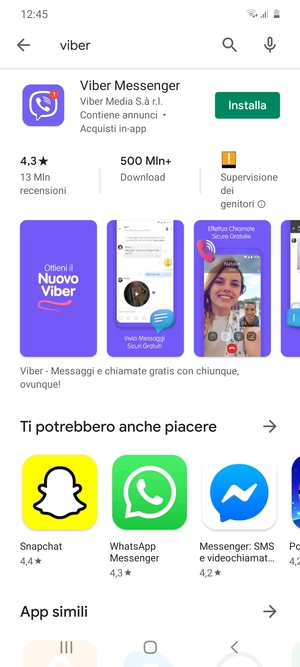 Seleziona l'applicazione