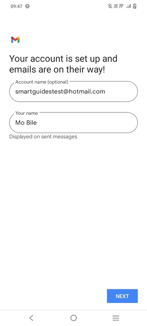 Give your account a name and enter your name. Select NEXT