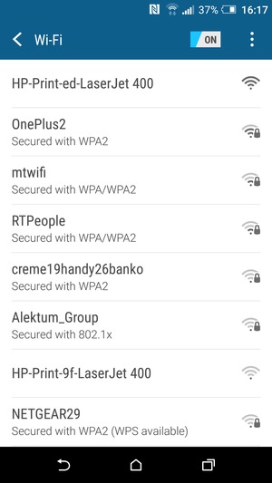 Select the wireless network you want to connect to