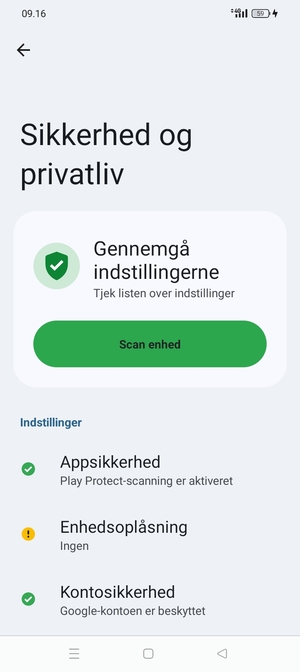 For at aktivere din skærmlås, gå til menuen Sikkerhed og privatliv og vælg Enhedsoplåsning