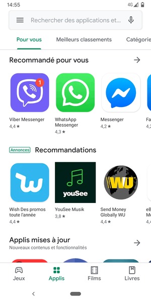Sélectionnez la barre de Recherche
