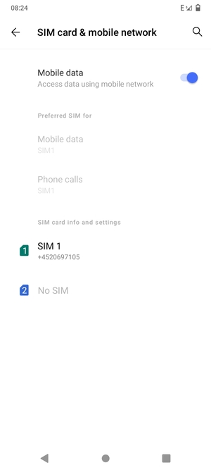 Select  SIM 1 or SIM 2