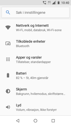 Velg Nettverk og Internett