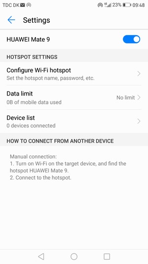 Your phone is now set up for use as a modem
