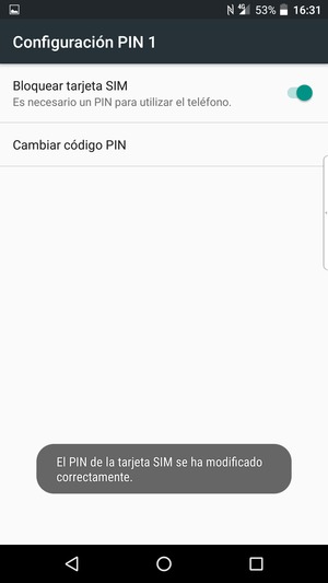 Su PIN de la tarjeta SIM ha sido cambiado