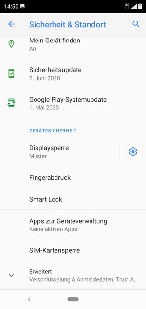 Um die PIN für die SIM-Karte zu wechseln, scrollen Sie und wählen Sie SIM-Kartensperre