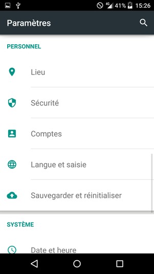 Faites défiler et sélectionnez Comptes