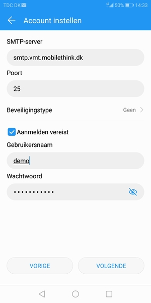 Voer Uitgaand serveradres in