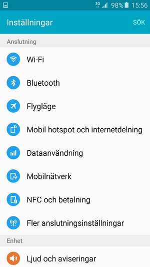 Scrolla till och välj Mobilnätverk